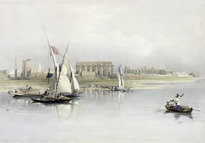 Generelt syn på ruinene av Luxor fra Nilen, fra Egypt og Nubia, Vol.1